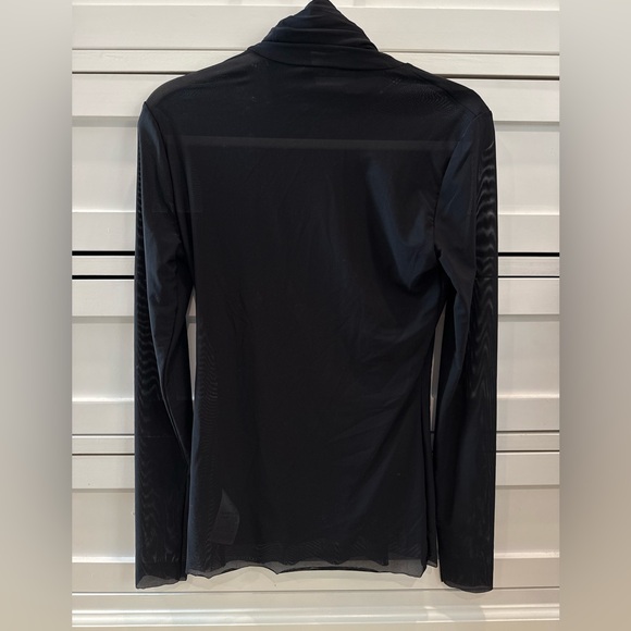 Ganni Black Mesh Long Sleeve Turtleneck Top - Picture 5 of 7